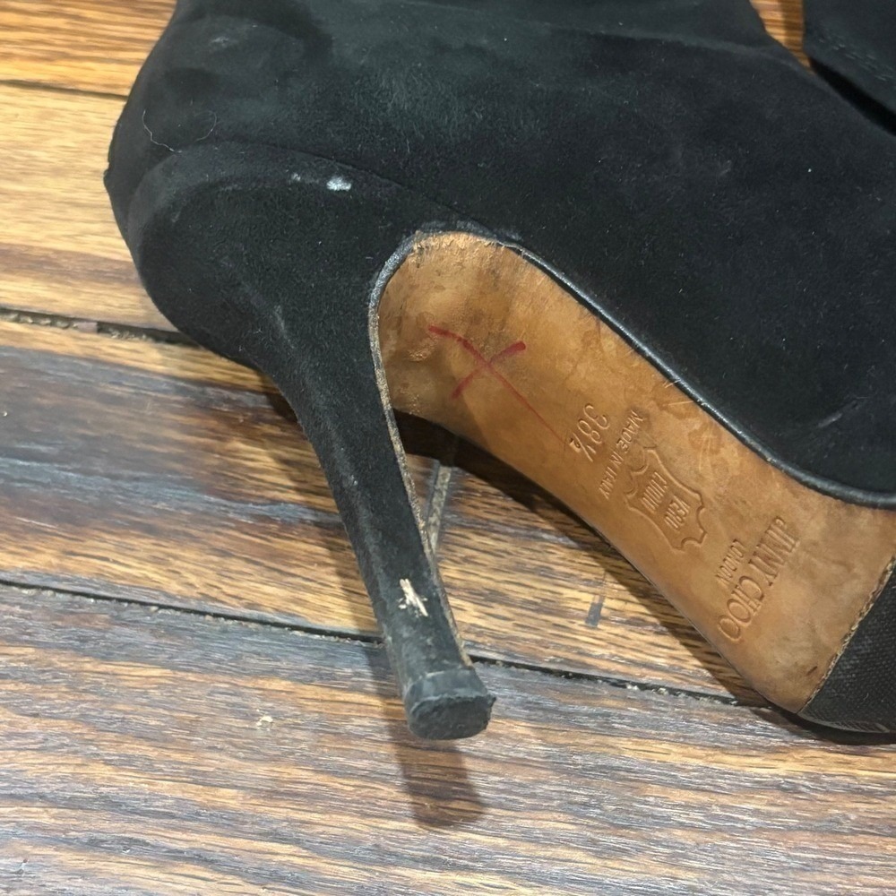 Jimmy Choo Black Suede Pointed Toe Stiletto Ankle Boots Booties Size 38.5 - Picture 6 of 14